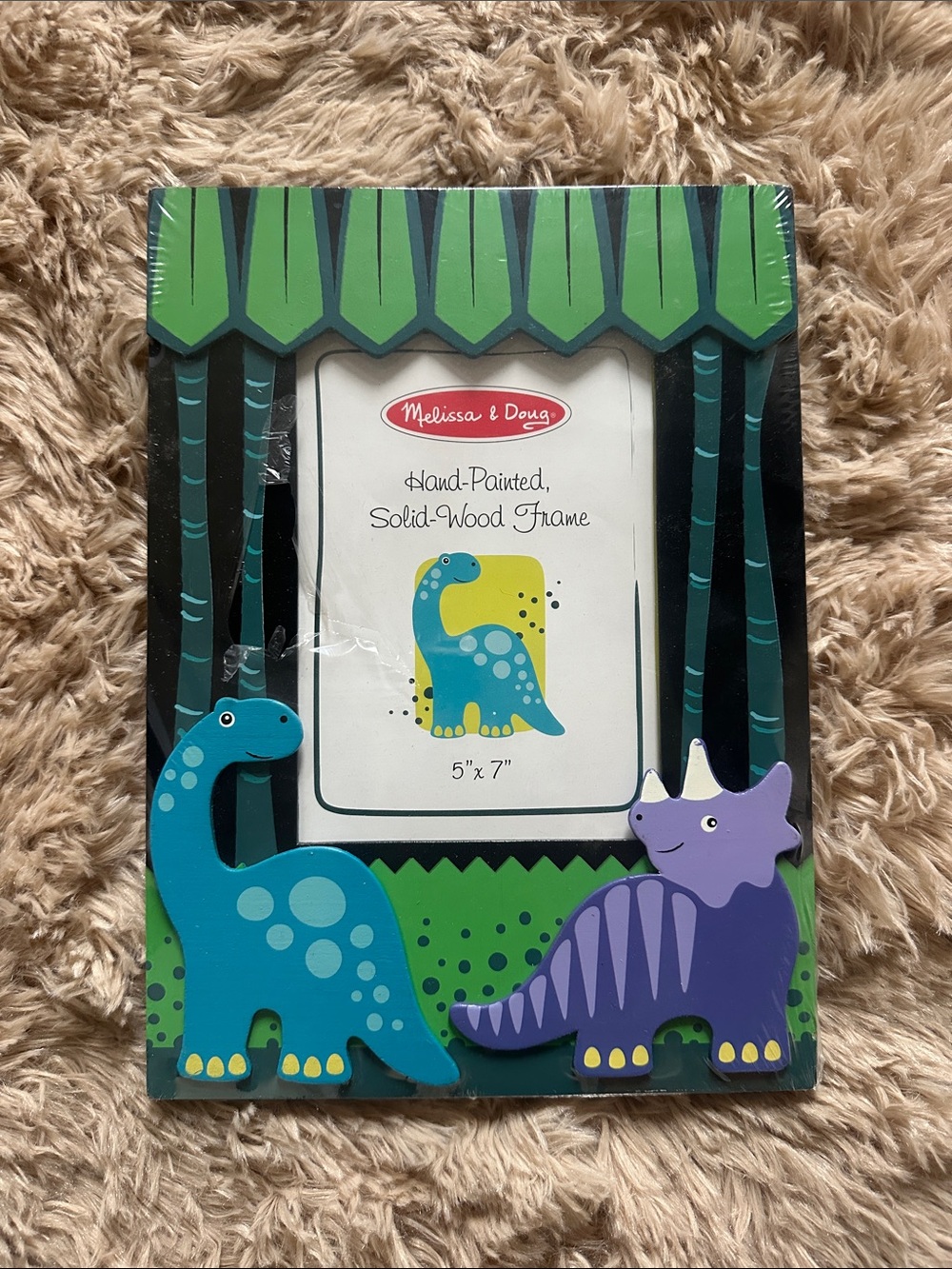 Melissa & Doug Blue & Purple Dinosaur Wood Photo Frame
